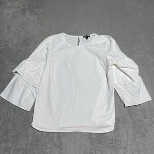 J‎ Crew Mercantile Top Womens 10 White Tiered Bell Sleeve Blouse Preppy